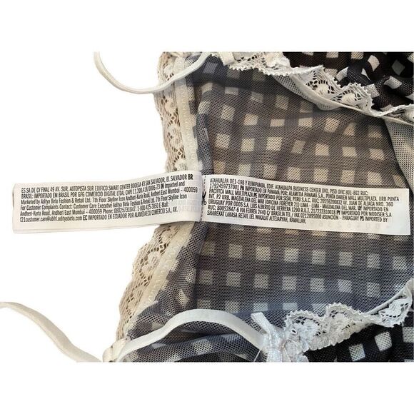 Forever 21 Sheer Gingham Cropped Cami Tank Top Bow Lace - Picture 7 of 10